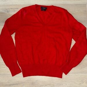 **Autograph Red V-Neck Sweater Soft Knit Ribbed